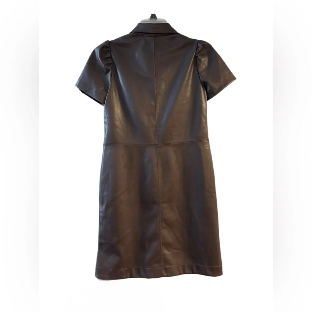 LOFT Dark Brown Faux Leather Shirtdress 0P — Utility Luxe